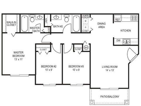 3 Bedroom Floor Plan at College Park Apartments in Naples FL